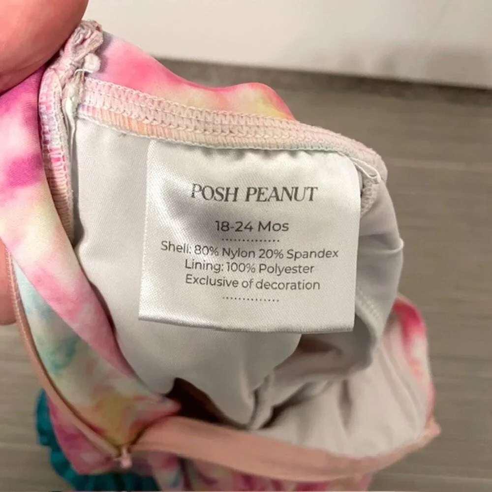 Posh Peanut Joplin Long Sleeve Ruffled Rash Guard Swimsuit 18-24 Months